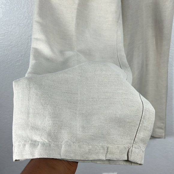 Cubavera Lounge Pants Womens Medium Tan Linen Blend Pockets Drawstring Wide Leg - Picture 7 of 8